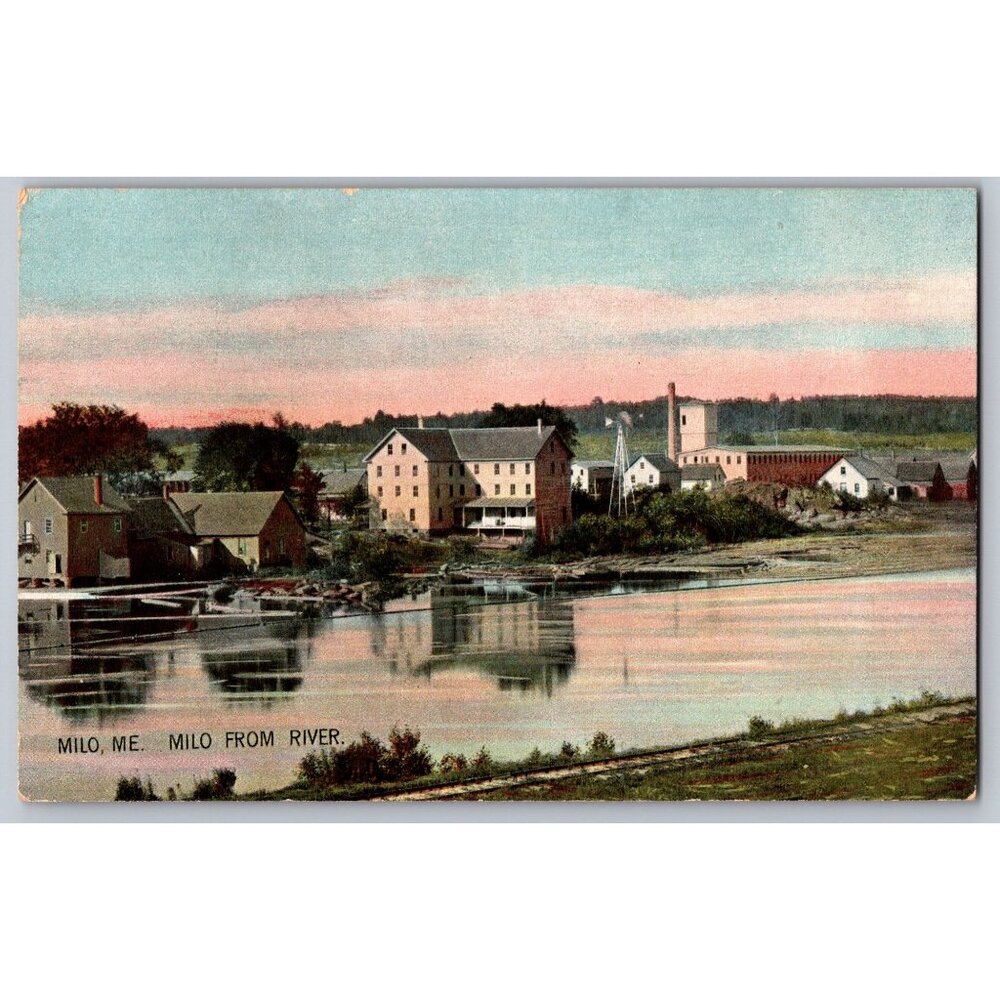 Vintage Postcard Set Milo ME River & B&A Car Works 1910 Postmarked  #1460